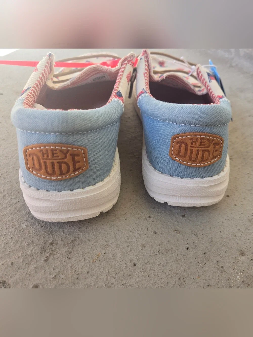 Hey Dude Kids' Lightweight Canvas Shoes‎ in Flag Print - Cream/Red/Blue